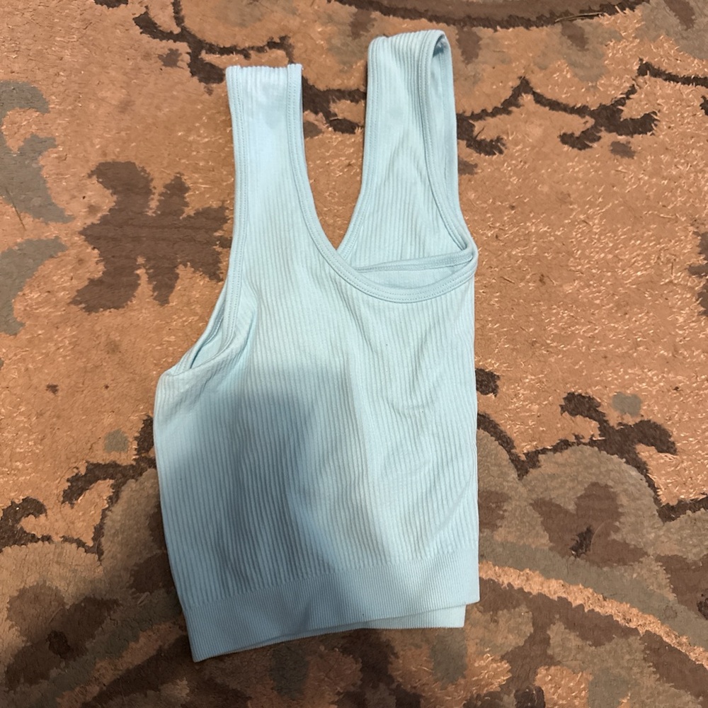 Light Blue Ribbed Tank Top - Picture 2 of 2